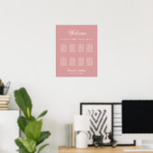 Roze 8 Tafel Stof Roze Trouw Zittijd Chart Poster (Thuiskantoor)