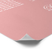 Roze 8 Tafel Stusty Roos Wedding Seding Chart Poster (Hoek)