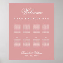 Roze 8 Tafel Stusty Roos Wedding Seding Chart