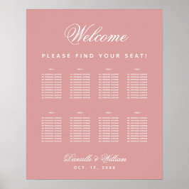 Roze 8 Tafel Stusty Roos Wedding Seding Chart Poster