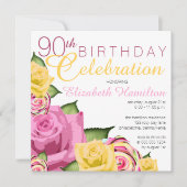 Roze | 90e verjaardag van de geelbloem kaart (Voorkant)