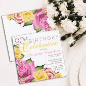 Roze | 90e verjaardag van de geelbloem kaart