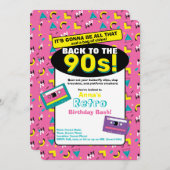 Roze 90's uitnodiging (Voorkant / Achterkant)