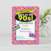 Roze 90's uitnodiging (Staand voorkant)