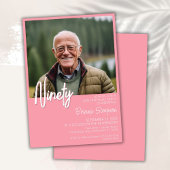 Roze 90ste verjaardag foto uitnodiging