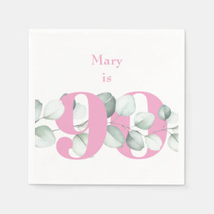 Roze 90ste verjaardag gepersonaliseerde cocktail s servet