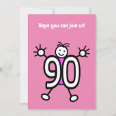 Roze 90ste verjaardag kaart (Achterkant)