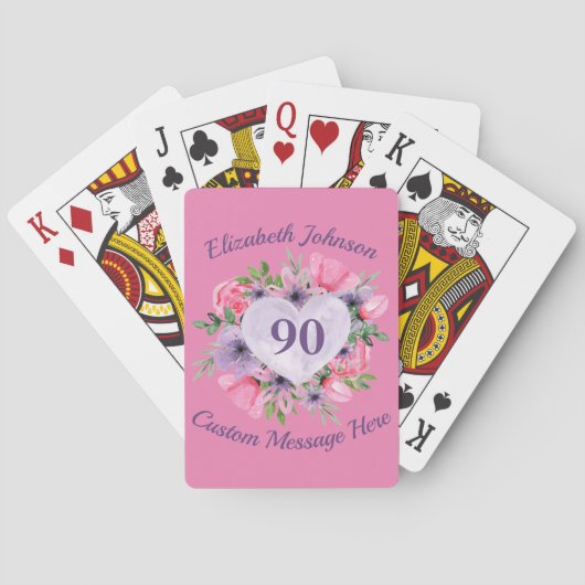 Roze 90th Birthday, speciale speelkaarten (Achterkant)