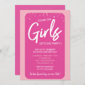 Roze 93e verjaardag uitnodigingen Meisje Trendy Gi (Voorkant / Achterkant)