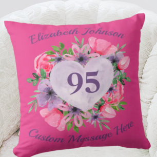 Roze 95th Birthday Pillow voor vrouwen Kussen