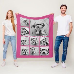 Roze 9 Collage fotoinstallatieschema - KAN KLEUR b Fleece Deken