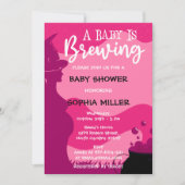 Roze A Baby breekt halloween heks Baby shower Kaart (Voorkant)