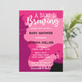 Roze A Baby breekt halloween heks Baby shower Kaart (Staand voorkant)