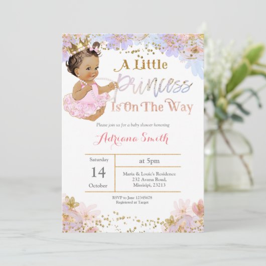 Roze A Little Princess is onderweg om uit te nodig Kaart (Staand voorkant)