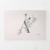 Roze 'A' Monogram mooie schetsen bruiloft Drieluik Uitnodiging (Cover)