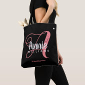 roze A-monogram op zwart Tote Bag (Dichtbij)