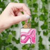 Roze A-sleutelhanger – Cute monogram accessoire Sleutelhanger (Hand)
