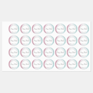 Roze aan turkoois watercolour ombré labels