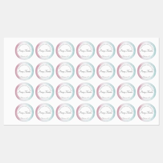 Roze aan turkoois watercolour ombré labels (Vel)