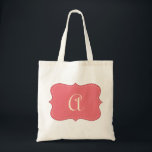 Roze aangepast aangepast Monogram Tote Bag<br><div class="desc">Roze, aangepaste canvas tas voor monogram op maat</div>