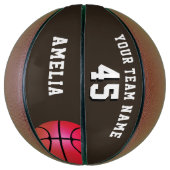 Roze aangepast Basketball Ball Team Naam Nummer Basketbal (Verticaal)