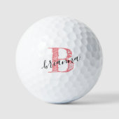 Roze, aangepast Elegant Script Monogram Initiaal Golfballen (Voorkant)