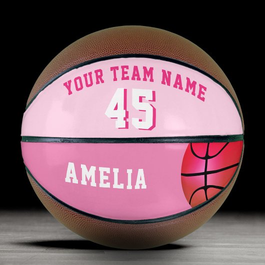 Roze aangepast nummer van Basketball Girl Team Basketbal