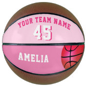 Roze aangepast nummer van Basketball Girl Team Basketbal (Voorkant)