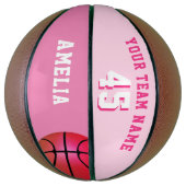 Roze aangepast nummer van Basketball Girl Team Basketbal (Verticaal)