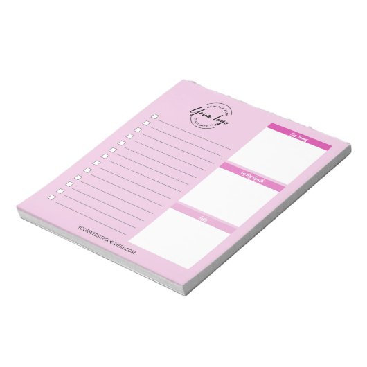 Roze aangepast zakelijk logo website Promotioneel Notitieblok (Linkerzijde)