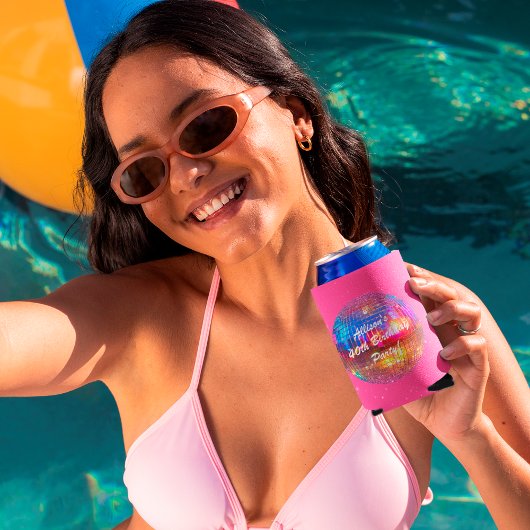 Roze Aangepaste 40e Verjaardag Groovy Disco Ball F Blikjeskoeler