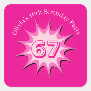 Roze Aangepaste 67 Meme Vierkante Sticker