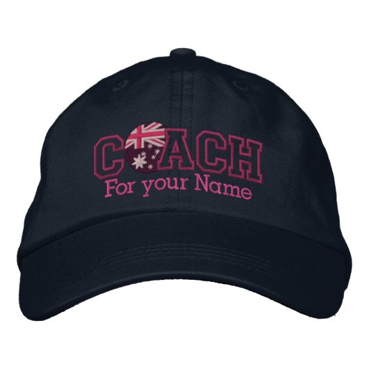 Roze aangepaste Australische coach met jouw naam Geborduurde Pet (Voorkant)