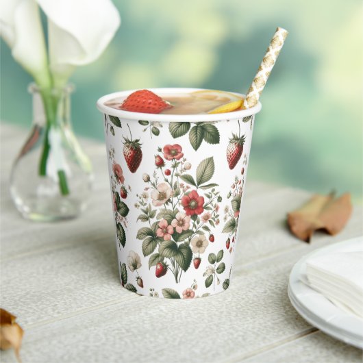 Roze Aangepaste Bes Zoete Aardbei Papieren Bekers (Insitu)