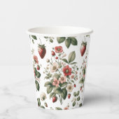 Roze Aangepaste Bes Zoete Aardbei Papieren Bekers (Achterkant)