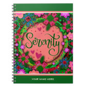  roze aangepaste bloemsereniteit inspirativiteit notitieboek (Voorkant)