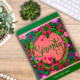 roze aangepaste bloemsereniteit inspirativiteit notitieboek
