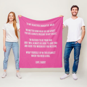 Roze aangepaste boodschap Gelegerde vader aan doch Fleece Deken