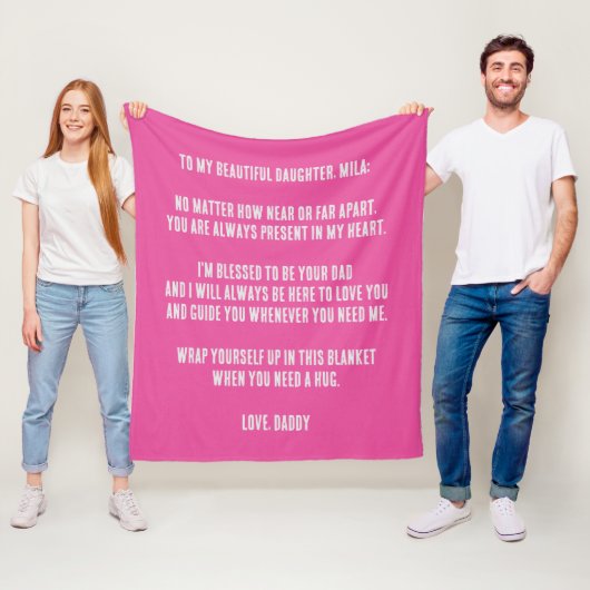 Roze aangepaste boodschap Gelegerde vader aan doch Fleece Deken (In situ)