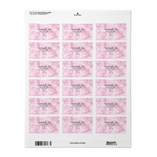 Roze aangepaste Bruiloft retour adreslabels Etiket (Full Sheet)