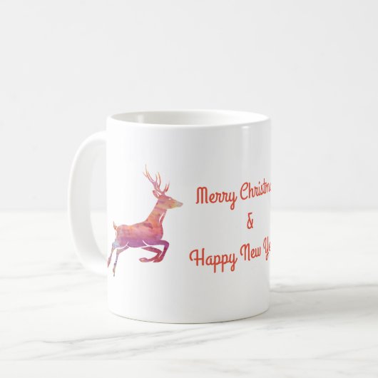 Roze aangepaste feestdag voor rendieren Mok (Voorkant links)