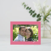 Roze aangepaste foto bruiloft dank u briefkaart (Staand voorkant)