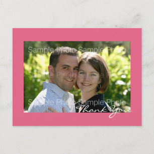 Roze aangepaste foto bruiloft dank u briefkaart