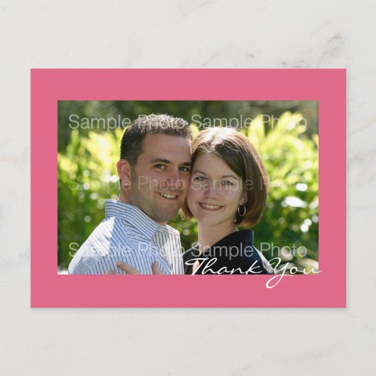 Roze aangepaste foto bruiloft dank u briefkaart (Voorkant)