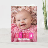Roze Aangepaste Foto Gelukkige Verjaardag Groet Kaart (Voorkant)