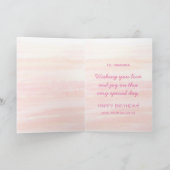 Roze Aangepaste Foto Gelukkige Verjaardag Groet Kaart (Binnen)
