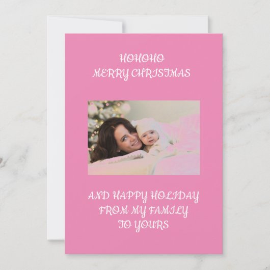 Roze aangepaste foto Kerstmis  Kaart (Voorkant)