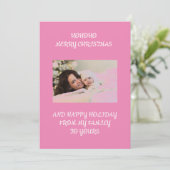 Roze aangepaste foto Kerstmis  Kaart (Staand voorkant)