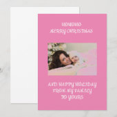 Roze aangepaste foto Kerstmis  Kaart (Voorkant / Achterkant)