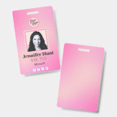 Roze Aangepaste Foto stijlvolle eenvoudige minimal Badge (Voor- en achterkant)